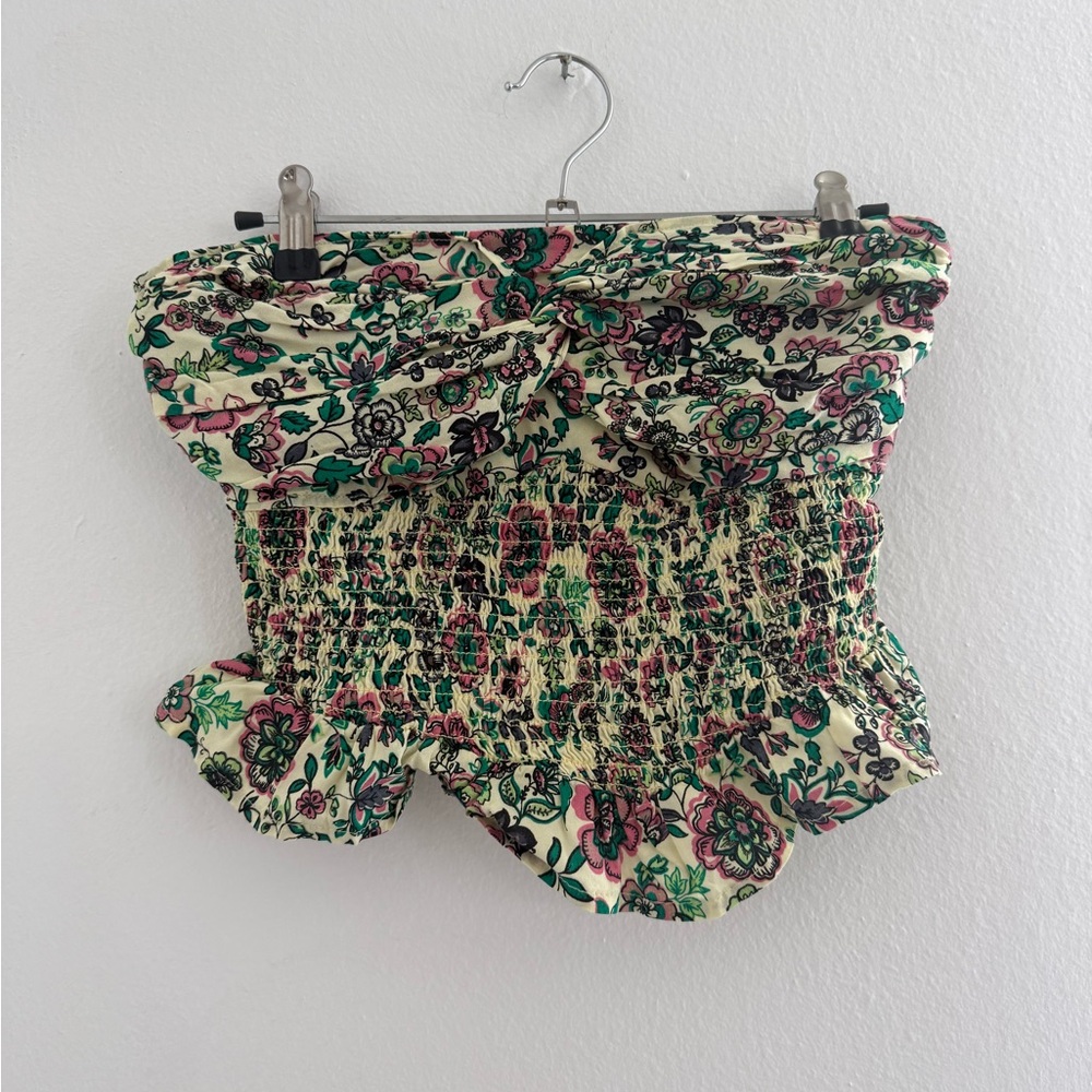Colorful Smocked Strapless Top